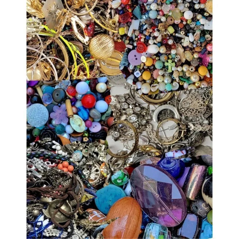 2 lb jewelry crafting jewelry bundle- single earrings, broken jewelry for DIY pr